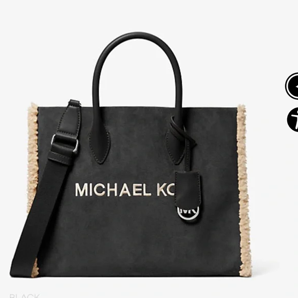 MICHAEL KORS Mirella Medium Suede and Faux Shearling Tote Bag
Black 
NWT - Picture 2 of 16